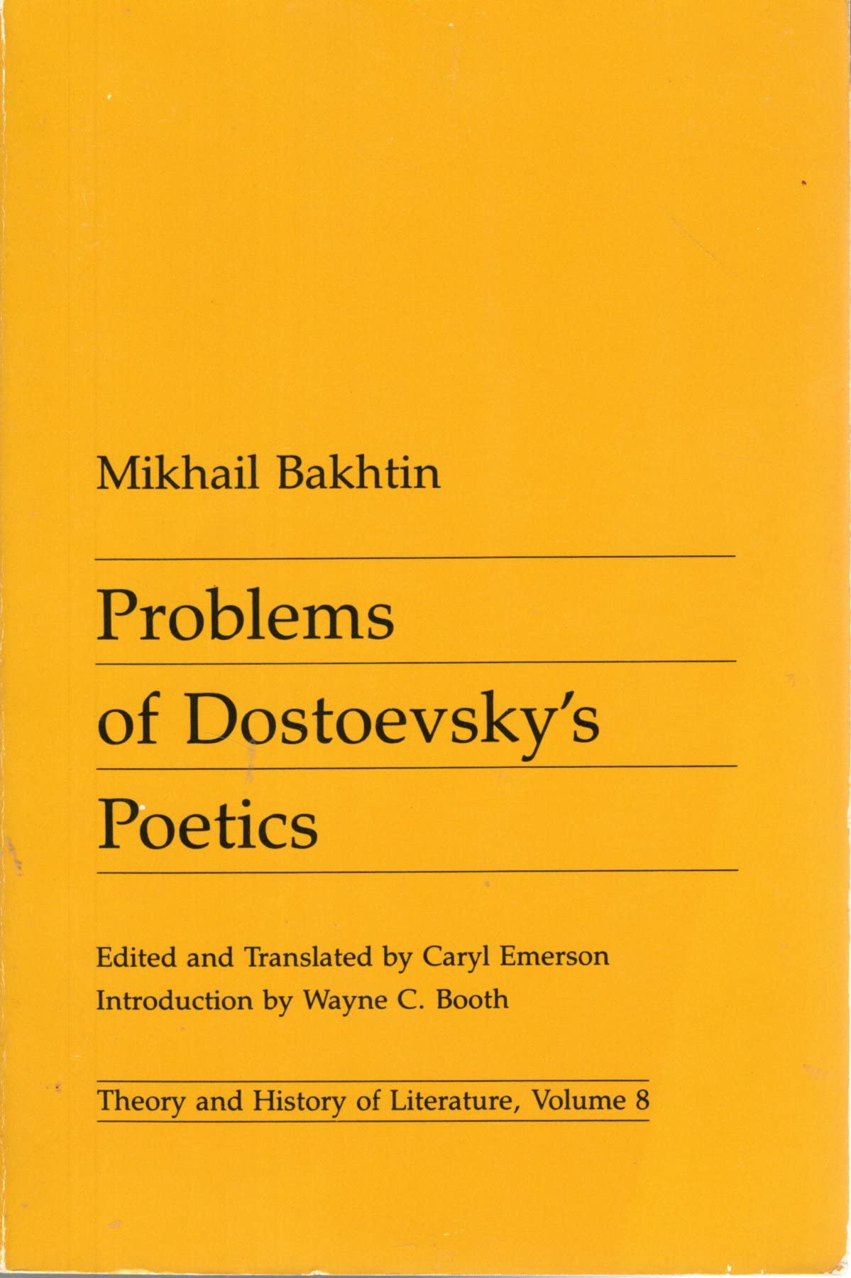 Problems of Dostoevskyâs Poetics (Volume 8) (Theory and History of Literature) cover